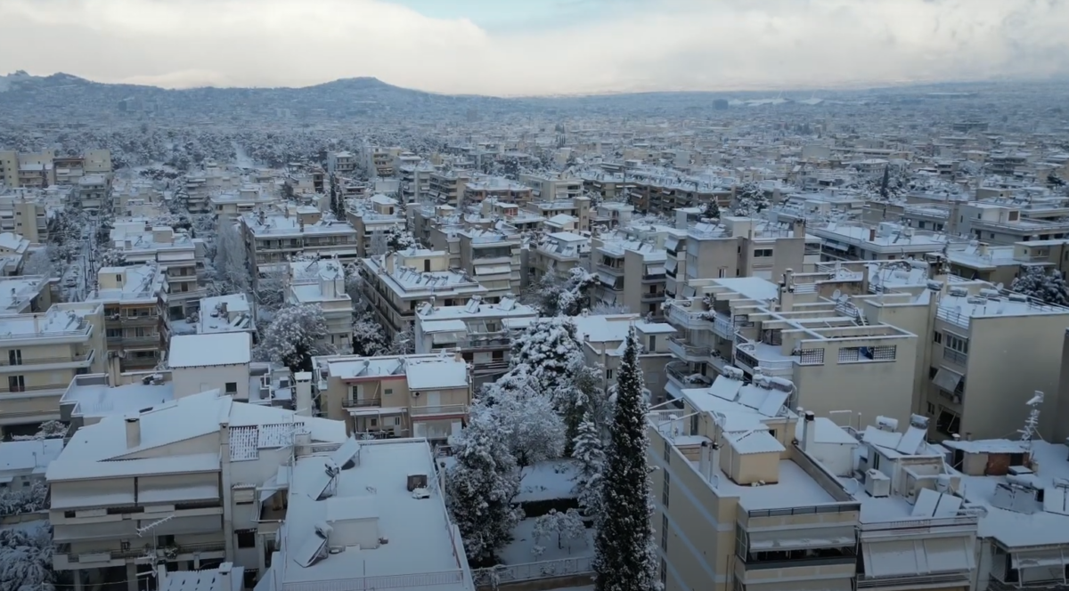 Śnieg w Atenach. / foto: screen YouTube: Ambience Speakers