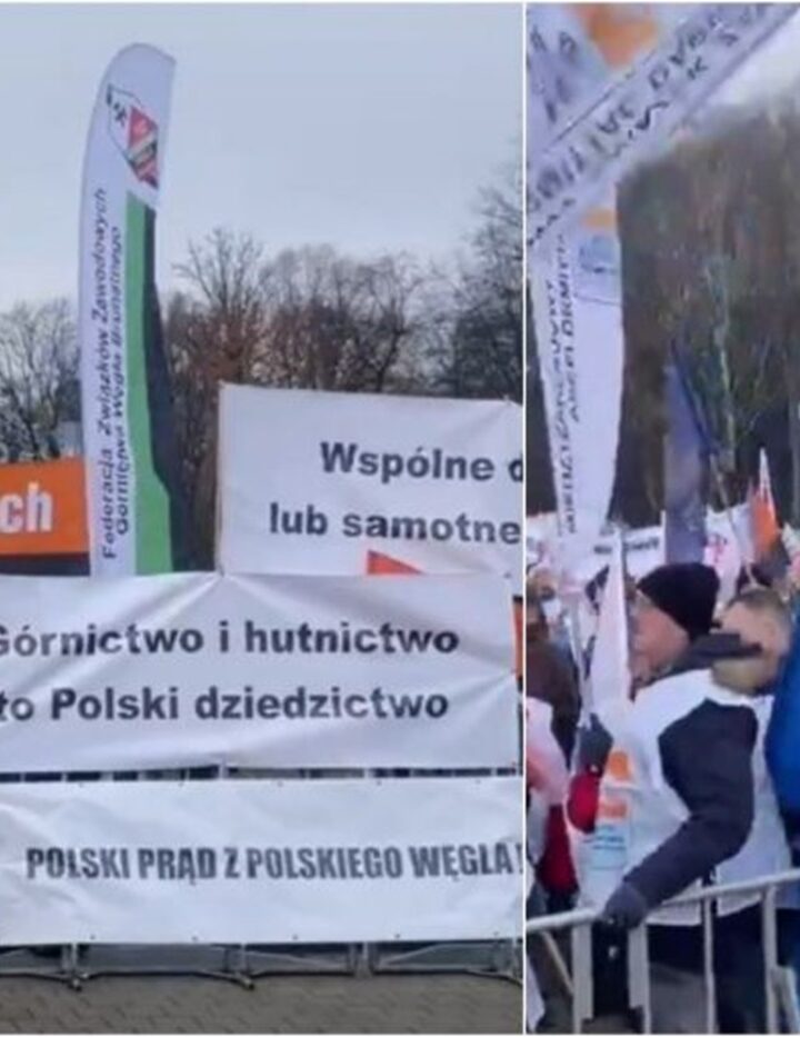 Hutnicy I G Rnicy Protestuj Przed Konwencj Koalicji Obywatelskiej W Gliwicach