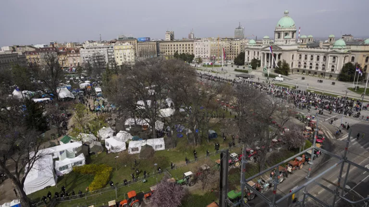 Akcja protestacyjna w Belgradzie. 15 marca 2025 r