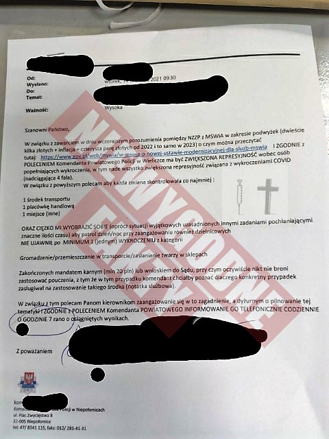 Milicja już ma reżimowe wytyczne do represji Polaków 1 pismo policja 2 1