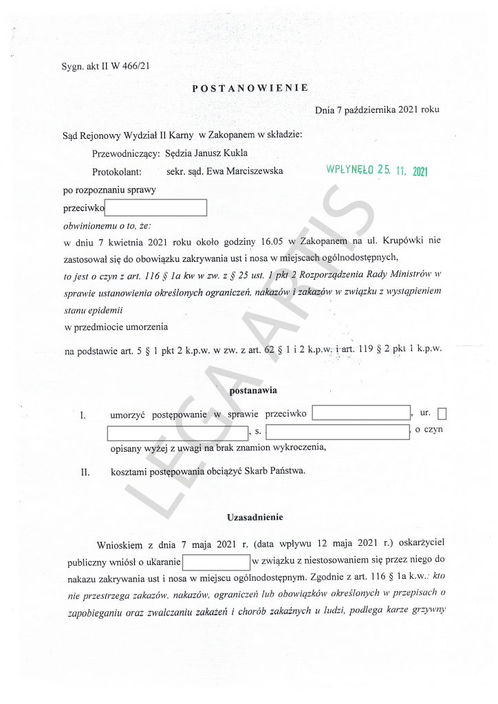 Karanie za maski nadal niezgodne z prawem. Kolejne orzeczenie sądu 1 0a1