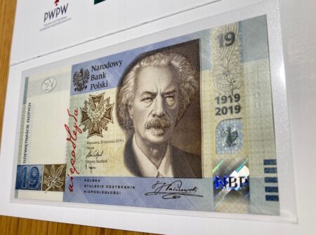 Niezwykły banknot o nominale 19 złotych – symbol historii Polski Banknot kolekcjonerski NBP 19 zl 100 lat PWPW
