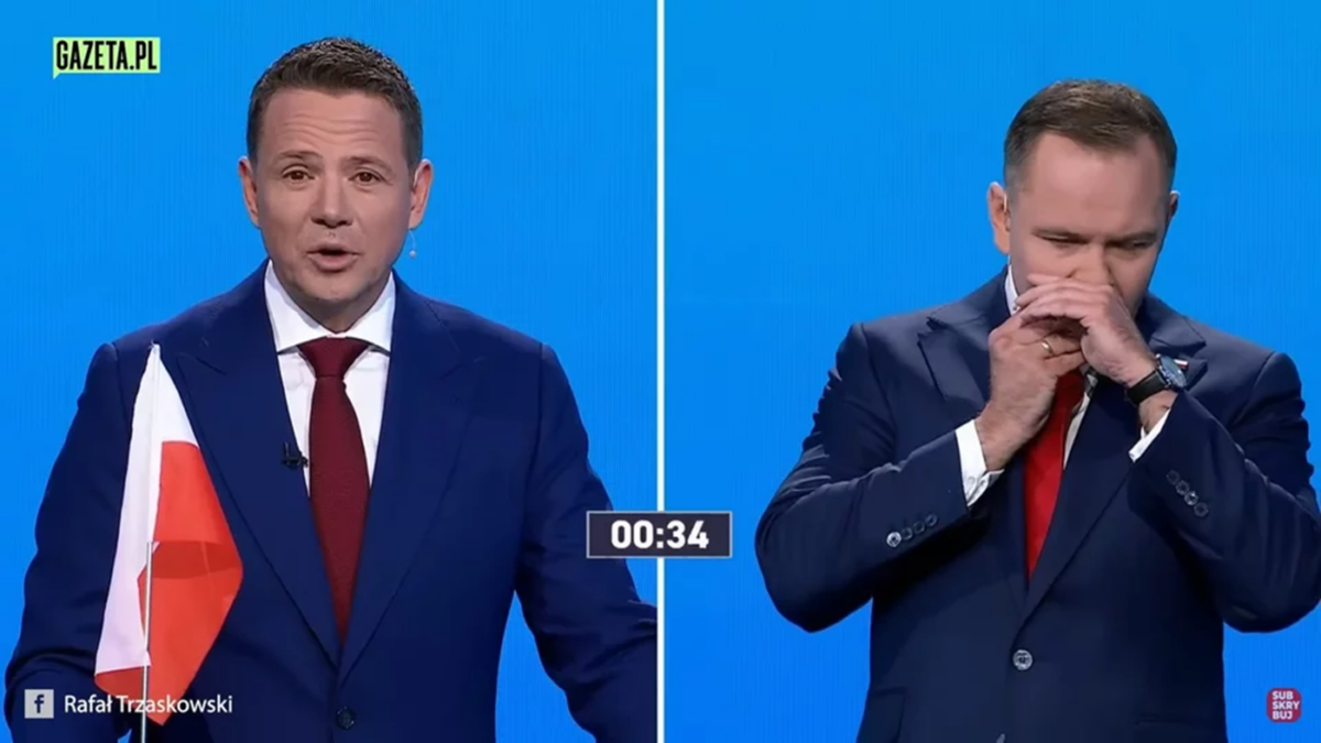 Nawrocki cpanie podczas debaty